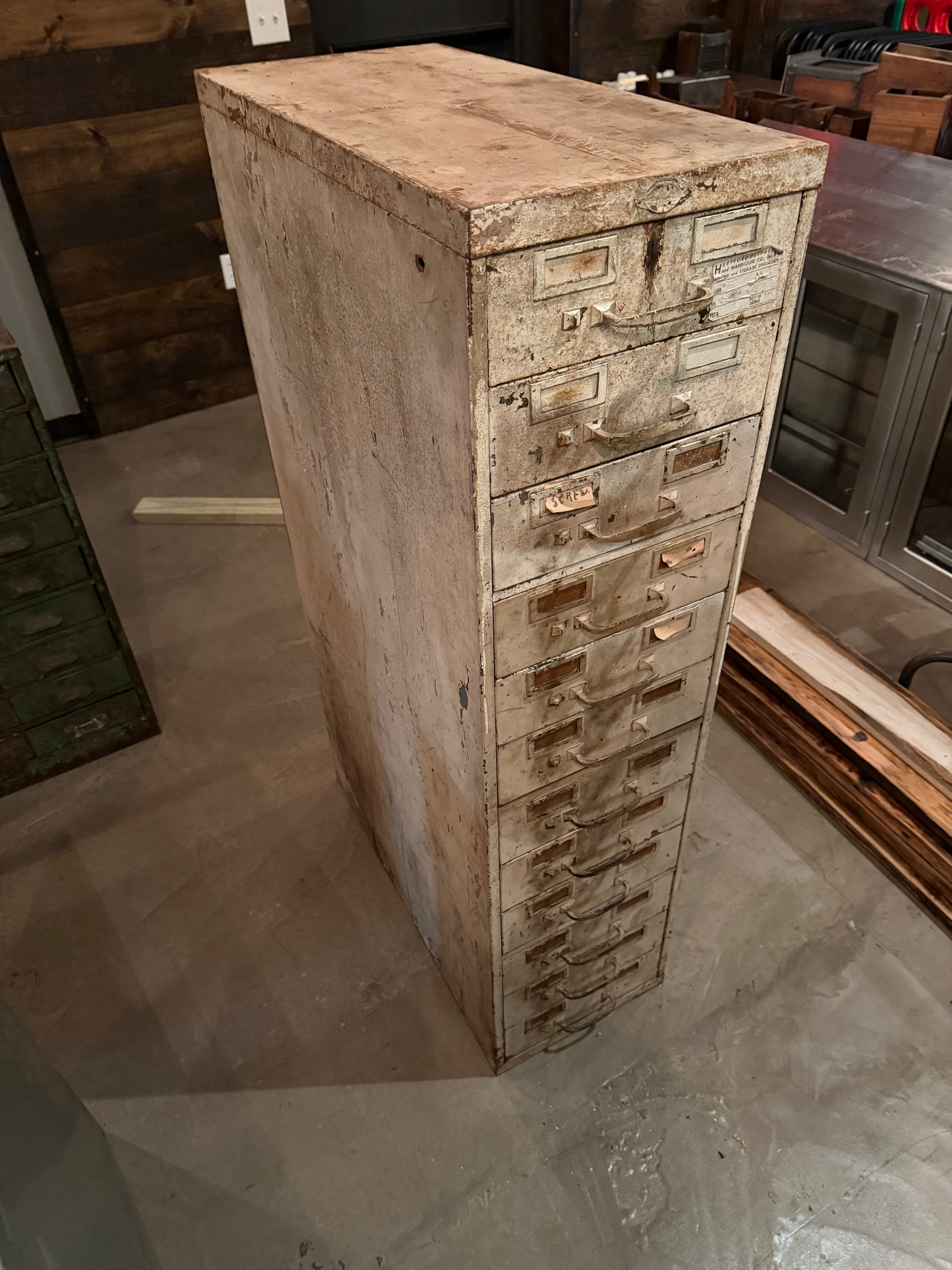 Vintage Distressed File Cabinet White